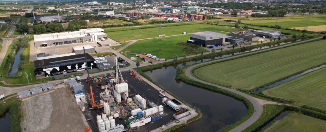 Afbeelding van overzicht vanuit de lucht van gebied aardwarmte project Warmte van Leeuwarden