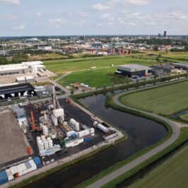 Afbeelding van overzicht vanuit de lucht van gebied aardwarmte project Warmte van Leeuwarden