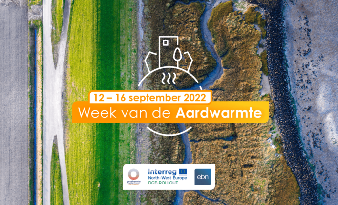 Decoratieve afbeelding met tekst: 12-16 september 2022 - Week van de Aardwarmte