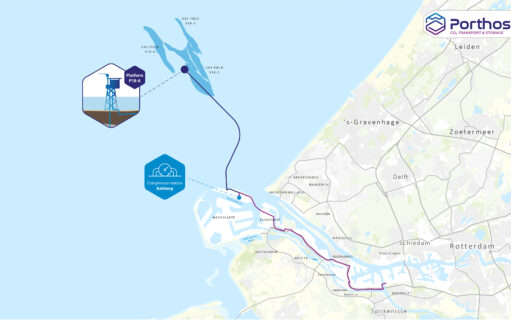 Landkaart van project Porthos CO2-opslag