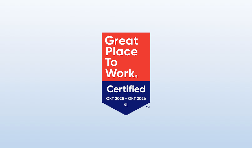 De afbeelding laat een certificaat zien van Great Place to Work. Het toont aan dat EBN als werkgever op basis van een onderzoek onder de medewerkers een Great Place to Work is.