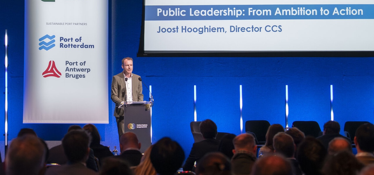 Joost Hooghiem van EBN spreekt over Carbon Capture and Storage tijdens Carbon Capture Europe Summit in Rotterdam